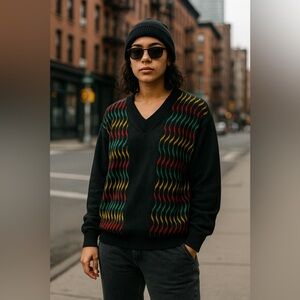 Vintage Tuscan Made in Italy Wool Sweater –‎ Retro Colorblock Knit Pullover